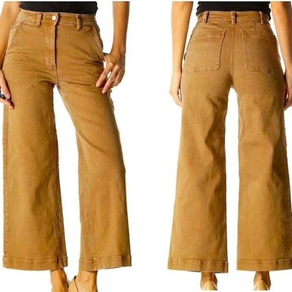 Everlane Brown Wide Leg Cropped Jean Pants Size 00 Comfy Casual - Picture 8 of 9